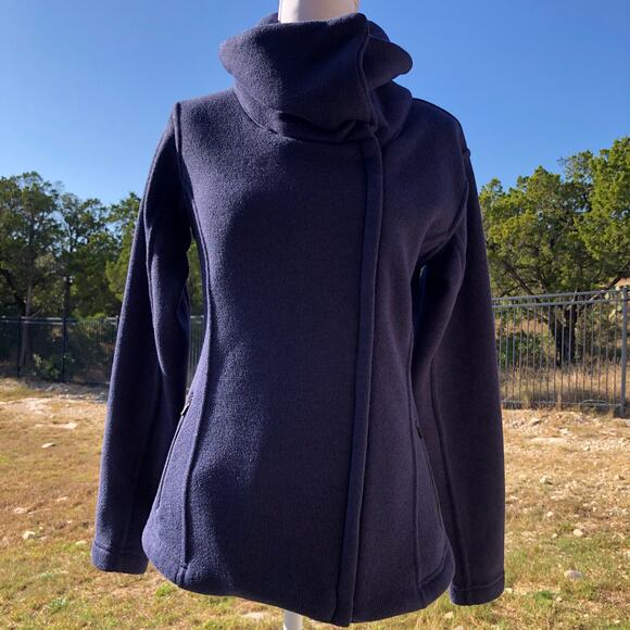 Old Navy Activewear Wrap Neck Jacket Size X-Small Blue Fleece Casual Winter - Picture 13 of 16